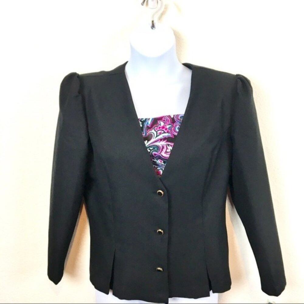 Secretary Chic Blazer Retro Deadstock Librarian 80s Black w/ Dickie Made in USA
